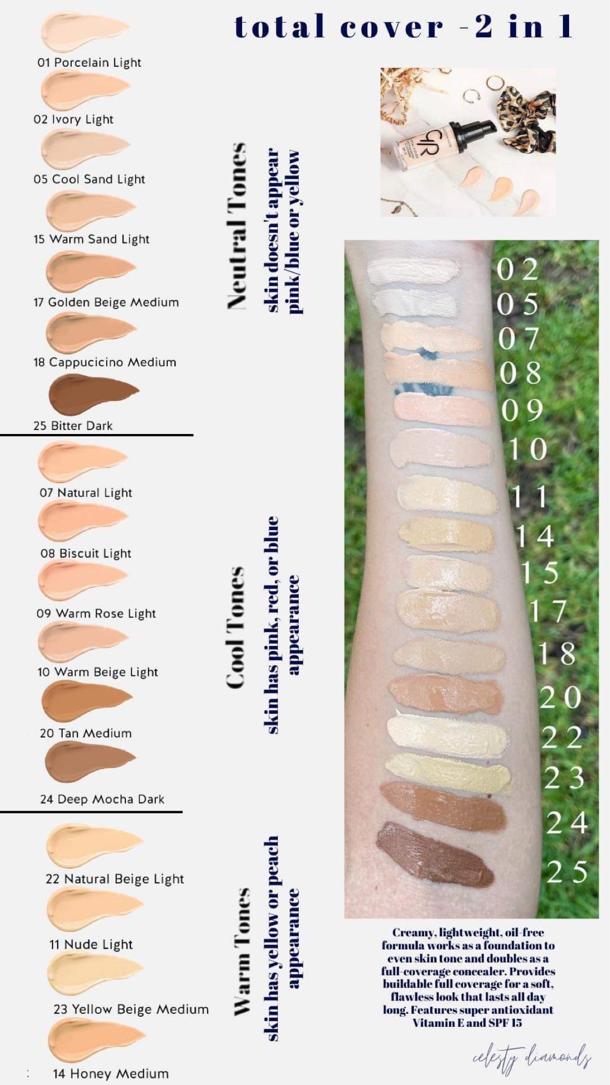 Total Cover Foundation & Concealer - Celesty