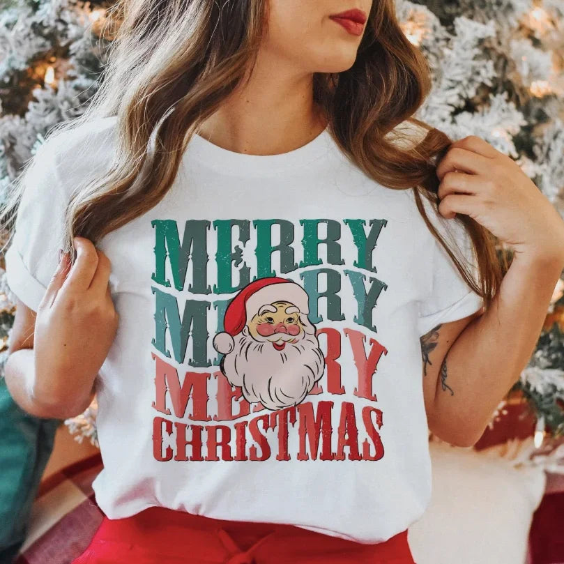 Vintage Merry Christmas Cute Santa tee