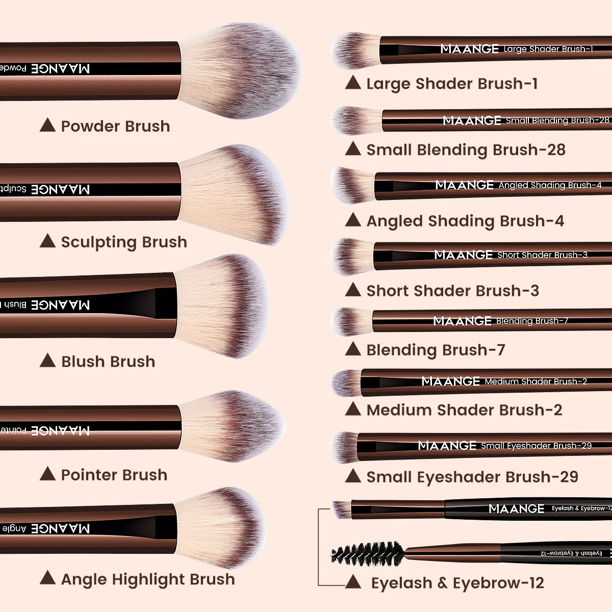 13PCS Makeup Brush set - Bronze/black